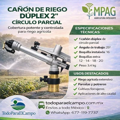 Cañón de Riego Dúplex 2" Círculo Parcial