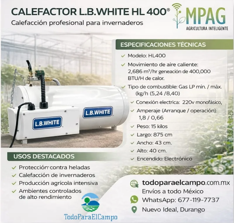 Calefactor a Gas L.B. White HL400 (400,000 BTU/h) — foto 2