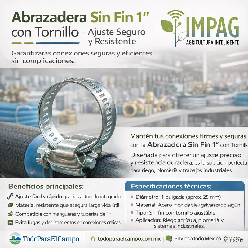Abrazadera Sin Fin 1" con Tornillo — foto 3
