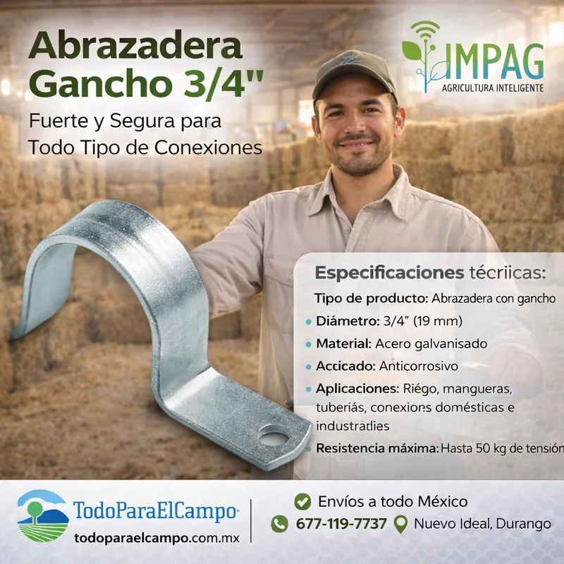 Abrazadera de Gancho Galvanizada 3/4" — foto 3