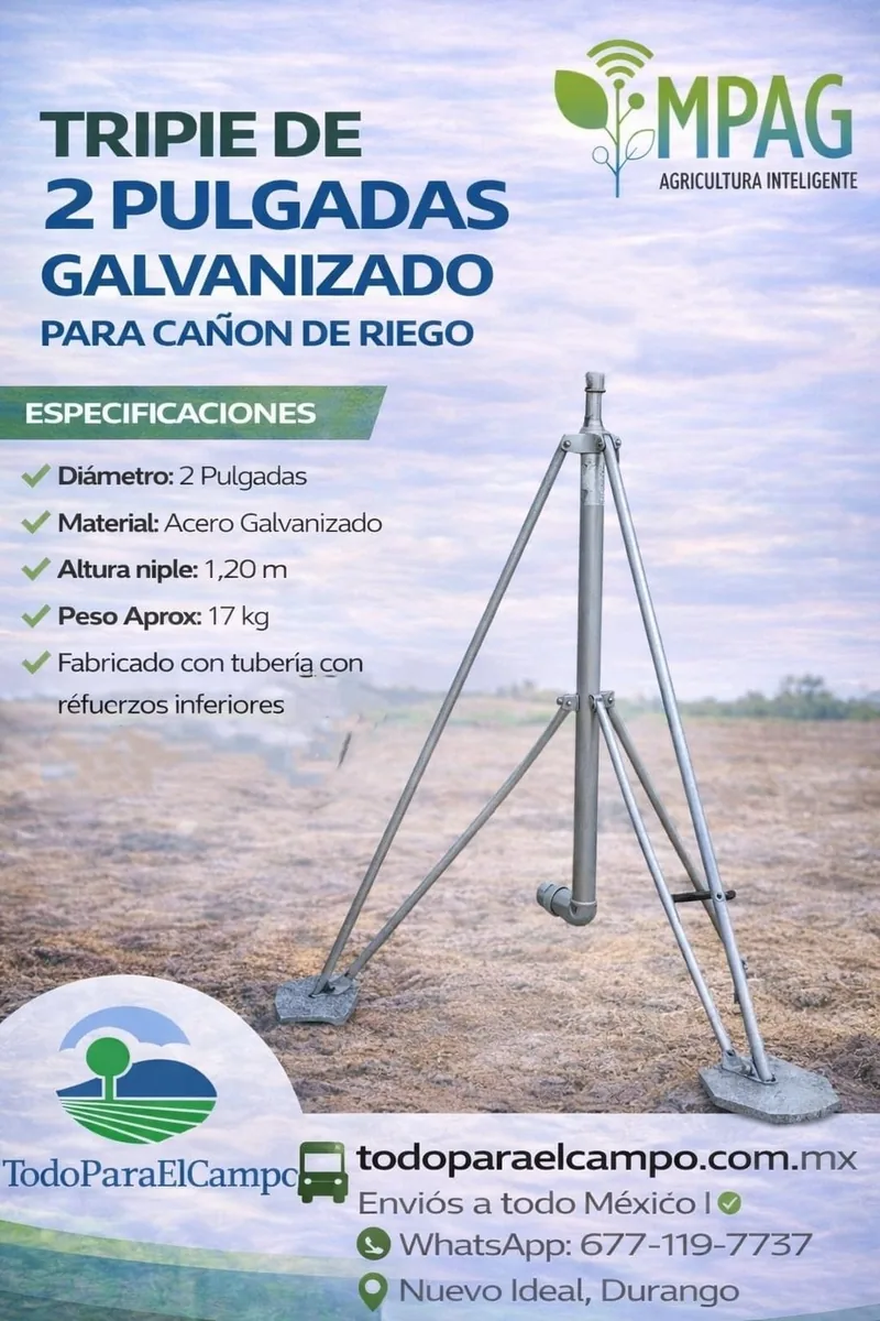 Tripié Galvanizado de 2" para Cañón de Riego — foto 2