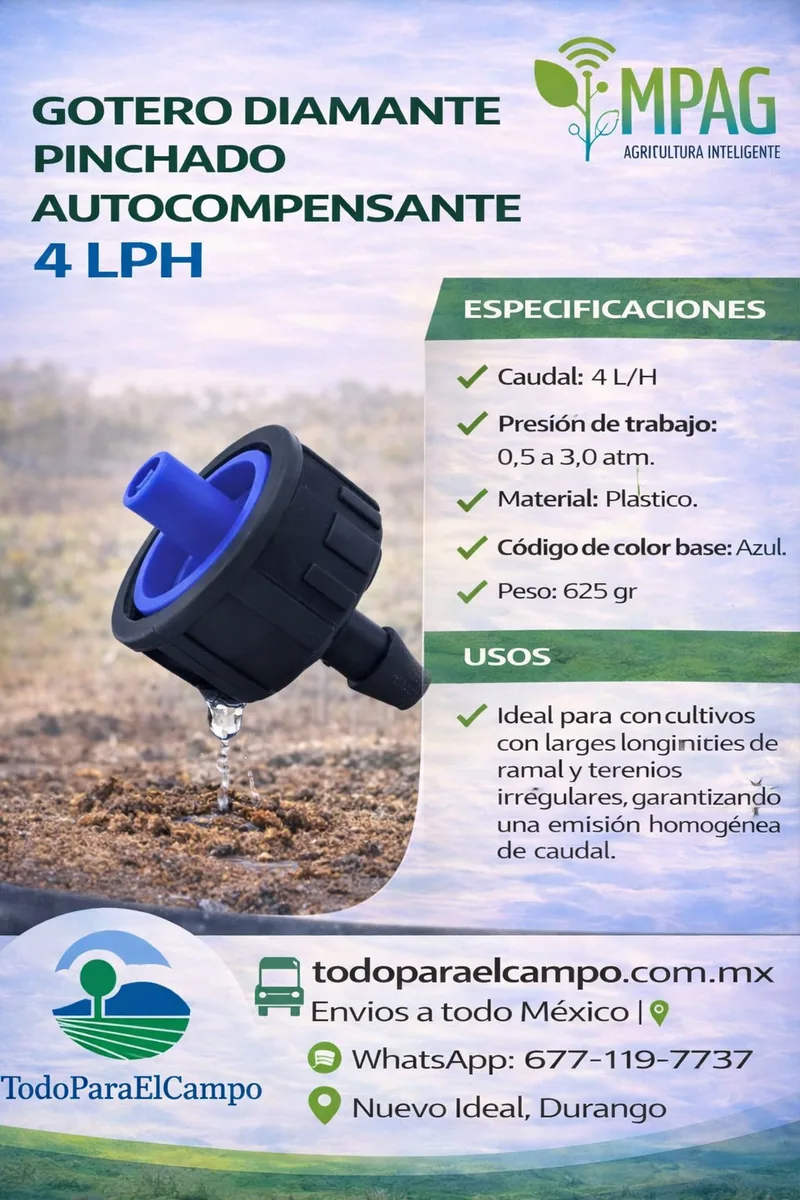 Gotero Diamante Pinchado Autocompensante 4 L/h (250 Piezas) — foto 3