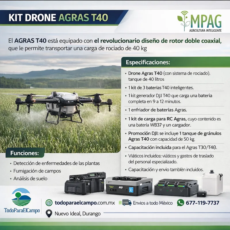 Kit Dron Agrícola DJI Agras T40 con Tanque de 40 L — foto 2