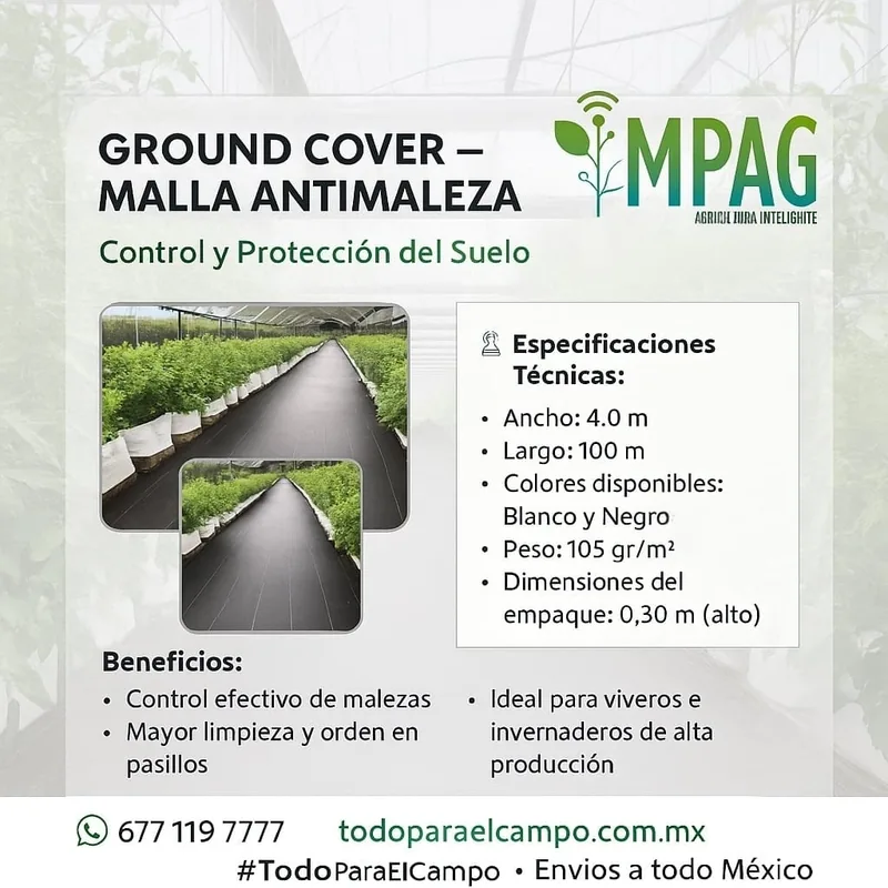 Malla Antimaleza Ground Cover 105 g/m² – 4 x 100 m Blanco o Negro — foto 4