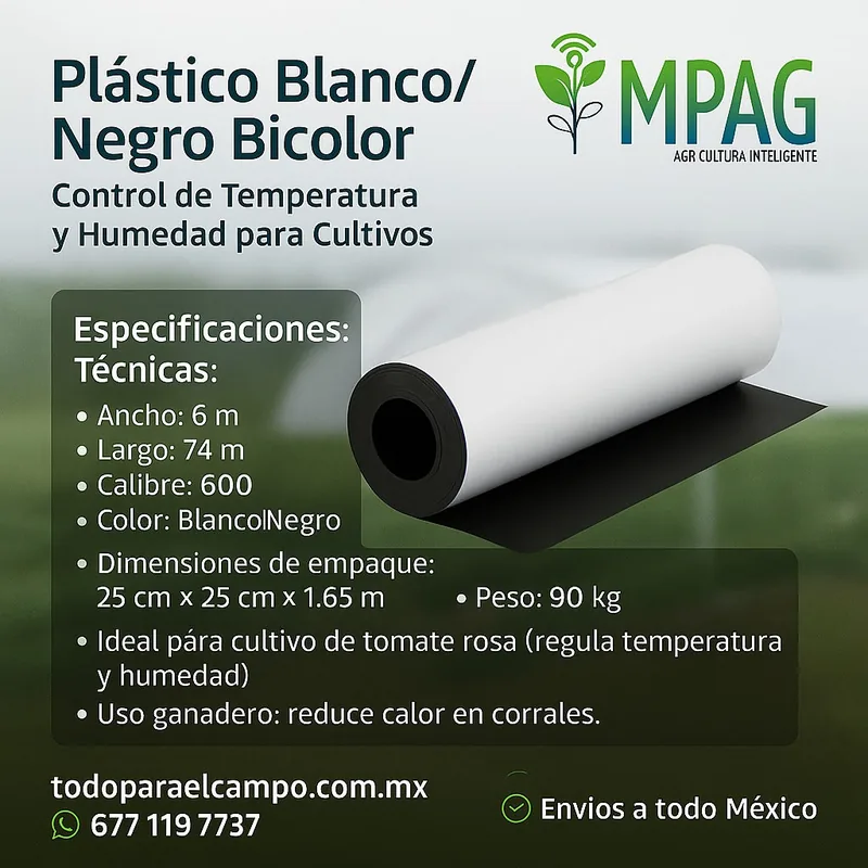 Plástico Bicolor Blanco/Negro Calibre 600 – 6 x 74 m — foto 2