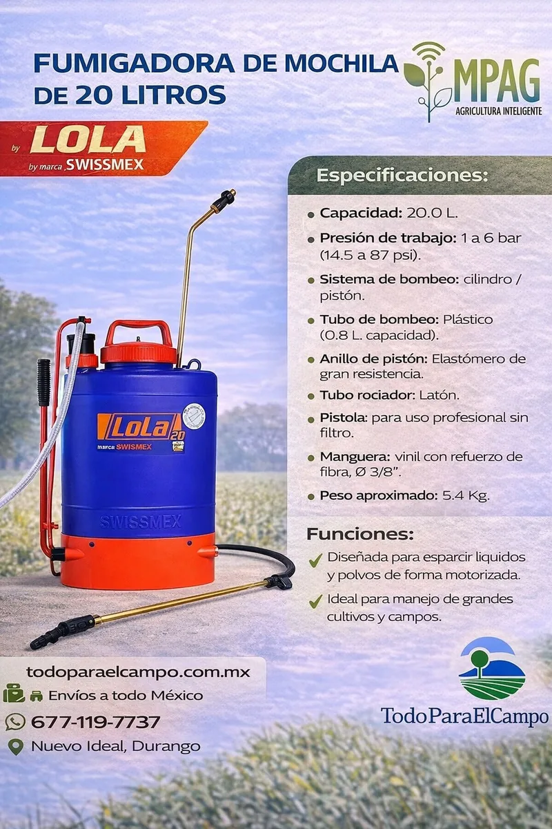 Fumigadora de Mochila Lola de 20 Litros — foto 2