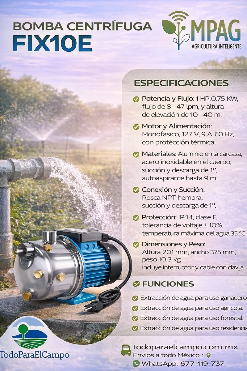 Bomba Centrífuga 1 HP 127 V Autoaspirante (FIX10E) — foto 4